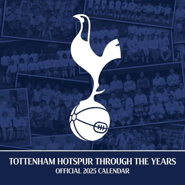 Tottenham Hotspur FC Legends 2025 Square Wall Calendar - Legendary Spurs Squads Home Decor Football Team Calendar