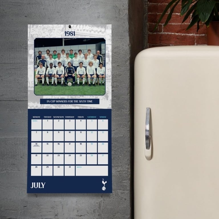 Tottenham Hotspur FC Legends 2025 Square Wall Calendar - Legendary Spurs Squads Home Decor Football Team Calendar