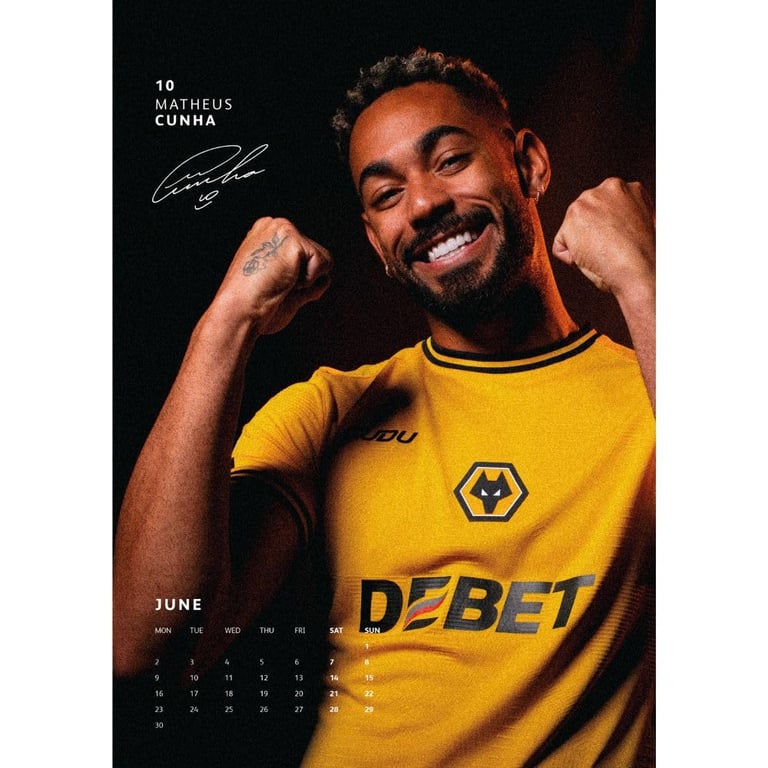 Wolverhampton Wanderers FC A3 2025 Wall Calendar - Featuring Wolves Players and Events