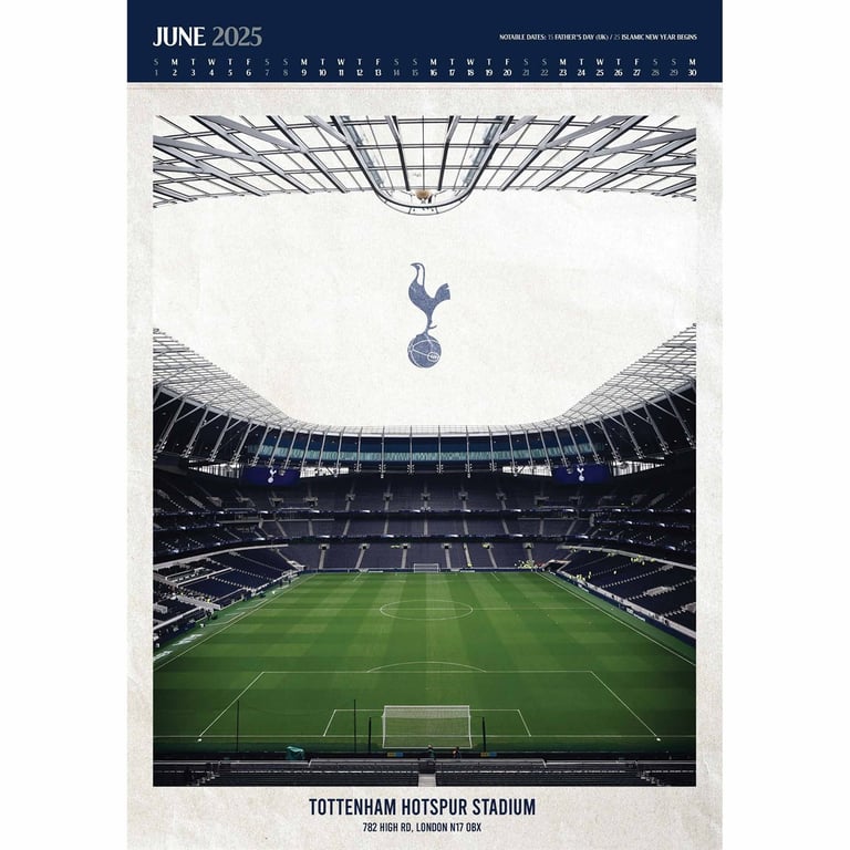 Tottenham Hotspur FC Deluxe 2025 Calendar - Collectors Edition with Frame Ready Prints and Plastic Free Packaging