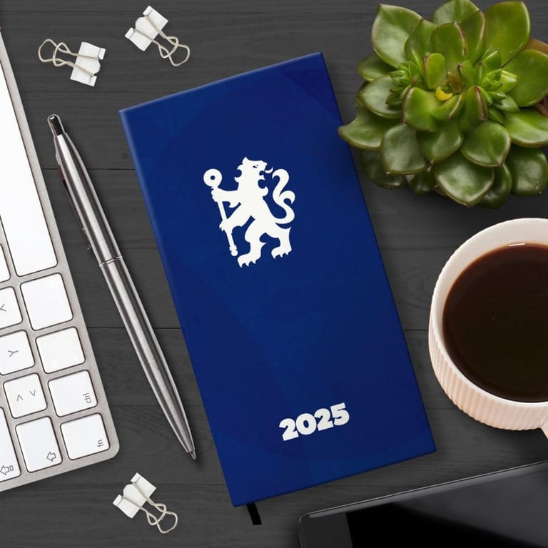 Chelsea FC 2025 Week to View Blue Hardback Diary with Bookmark