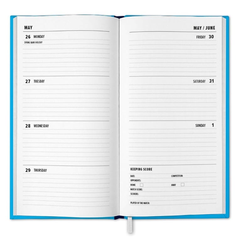 Manchester City FC 2025 Week to View Diary - Light Blue Hardback with Manchester Crest and Bookmark