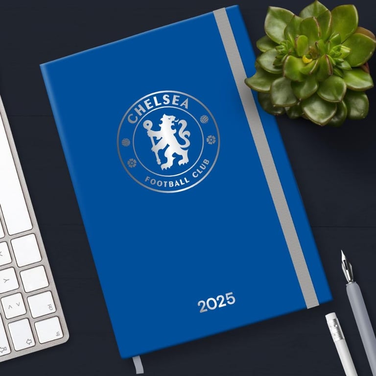 Chelsea FC 2025 Week to View Diary - Blue Hardback with Silver Crest and Bookmark