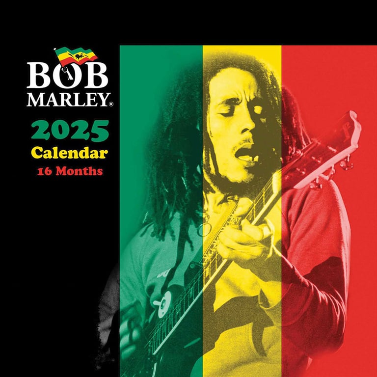 Bob Marley 2025 Square Wall Calendar - Reggae Legend Home Decor