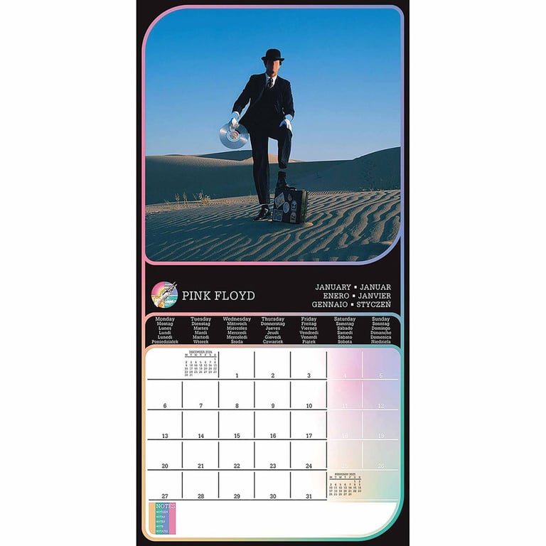 Pink Floyd 2025 Square Wall Calendar - Album Cover Art Tribute