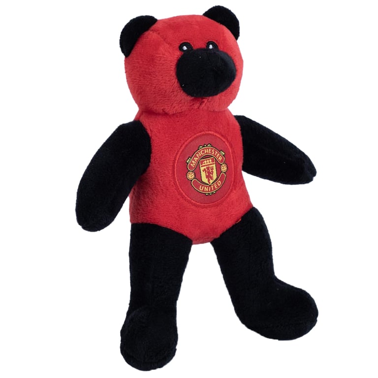 Manchester United FC Contrast Mini Plush Bear with Crest and Stitched Details - Red and Black Soft Toy