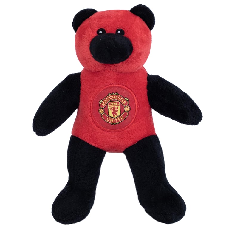 Manchester United FC Contrast Mini Plush Bear with Crest and Stitched Details - Red and Black Soft Toy