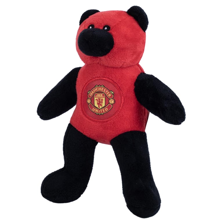Manchester United FC Contrast Mini Plush Bear with Crest and Stitched Details - Red and Black Soft Toy