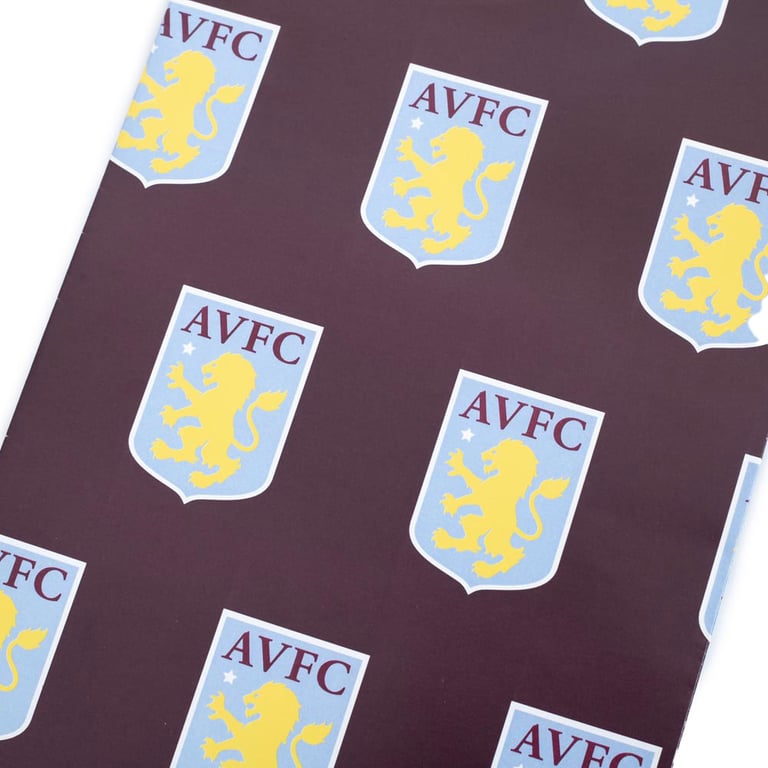 Aston Villa FC Claret Gift Wrap with Team Crests & Tags