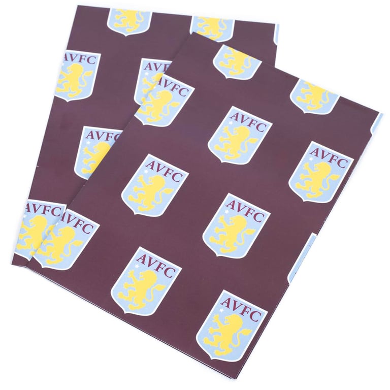 Aston Villa FC Claret Gift Wrap with Team Crests & Tags