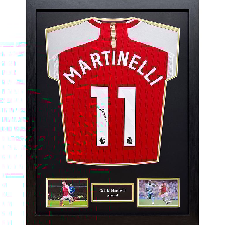 Gabriel Martinelli Signed 2023-2024 Arsenal FC Replica Shirt (Framed)