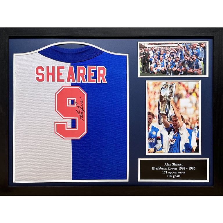Blackburn Rovers FC Alan Shearer Signed 1994-95 Season Replica Framed Shirt