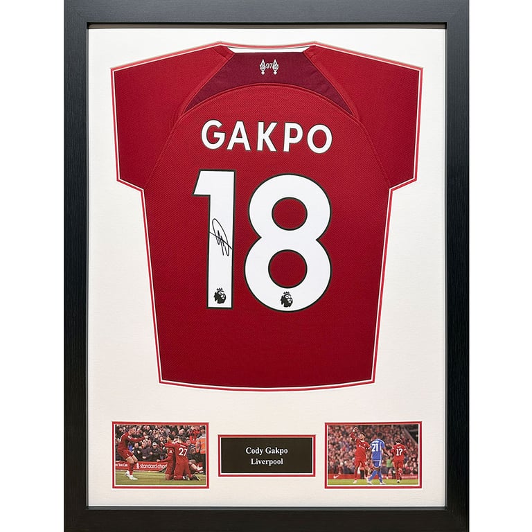 Liverpool FC Cody Gakpo Signed 2022/23 Replica Shirt (Framed) - Hand Signed with Photographic Certificate of Authenticity