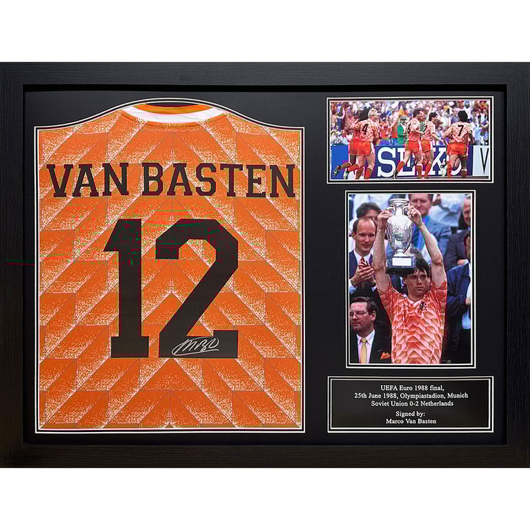 Netherlands Van Basten Retro Signed World Cup Shirt (Framed) - Officially Licensed UEFA Euro 1988 Final Edition