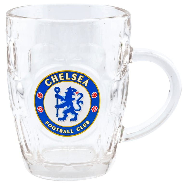 Chelsea FC Dimpled Glass Club Crest Tankard - Official Football Pint Glass