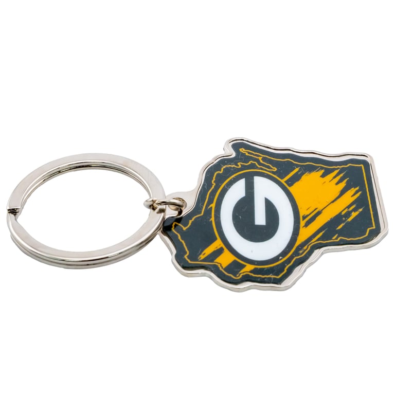 Metal Wisconsin State Packers Logo Keyring - Silver Finish Team Keychain