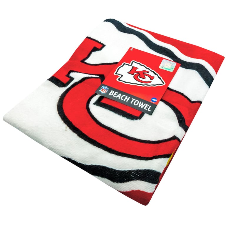Kansas City Chiefs Velour Beach Towel - Red Stripe Design with Team Logo