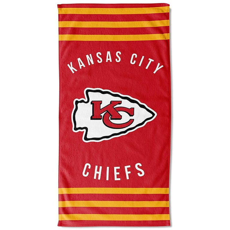 Kansas City Chiefs Velour Beach Towel - Red Stripe Design with Team Logo