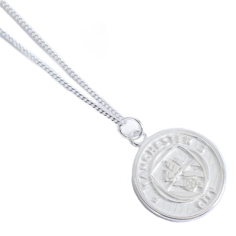 Sterling Silver Manchester City FC Crest Pendant Necklace