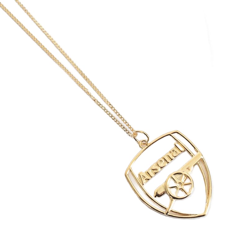 Arsenal FC 18ct Gold Plated Sterling Silver Crest Pendant Necklace with Lobster Clasp