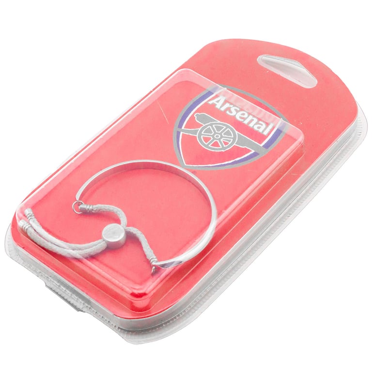 Arsenal FC Ladies Stainless Steel Rope Bangle with Sliding Gunners Logo Attachment