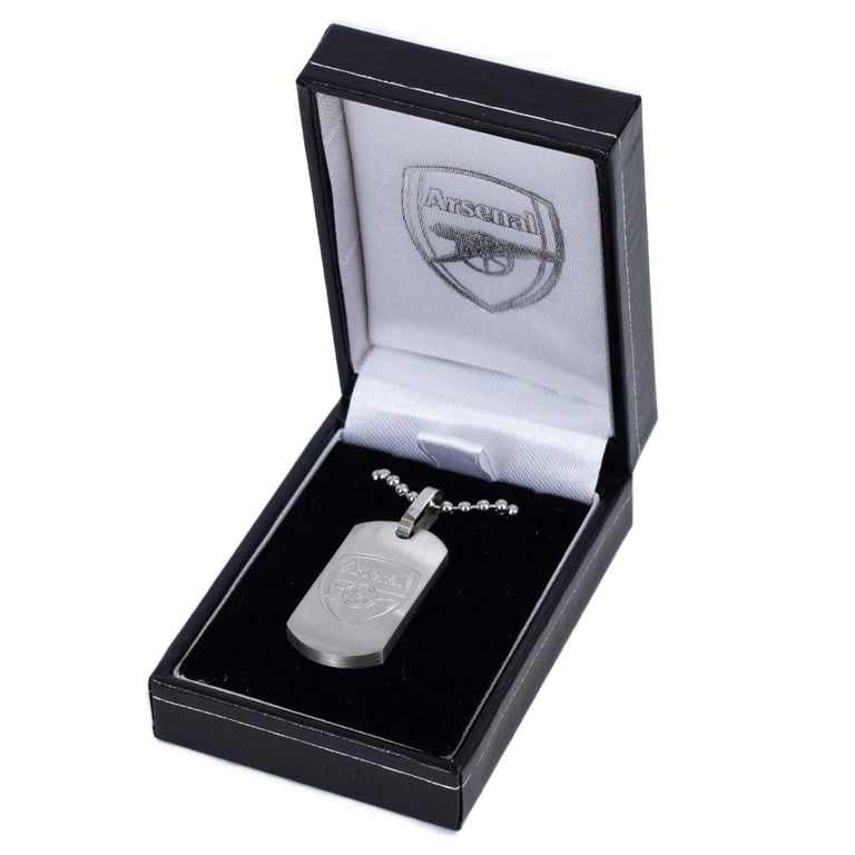 Arsenal FC Matt Finish Stainless Steel Dog Tag with Engraved Crest & Chain