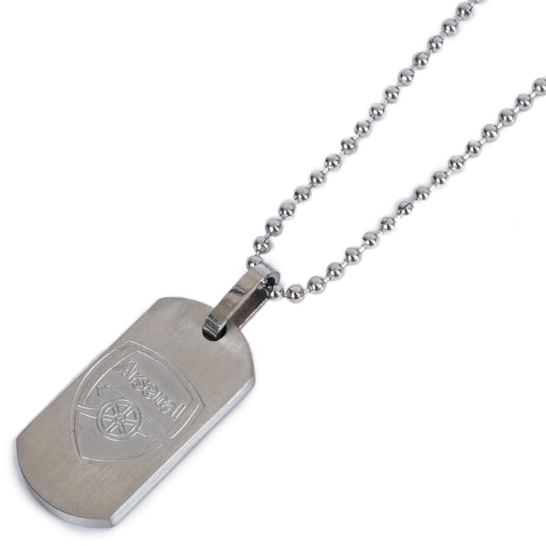 Arsenal FC Matt Finish Stainless Steel Dog Tag with Engraved Crest & Chain
