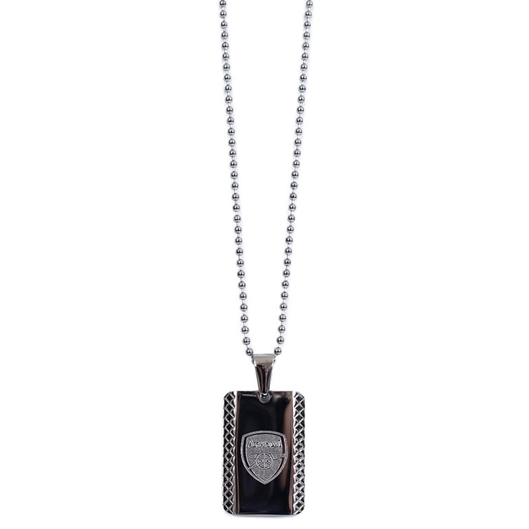 Arsenal FC Patterned Stainless Steel Dog Tag with Chrome Finish and Engraved Crest