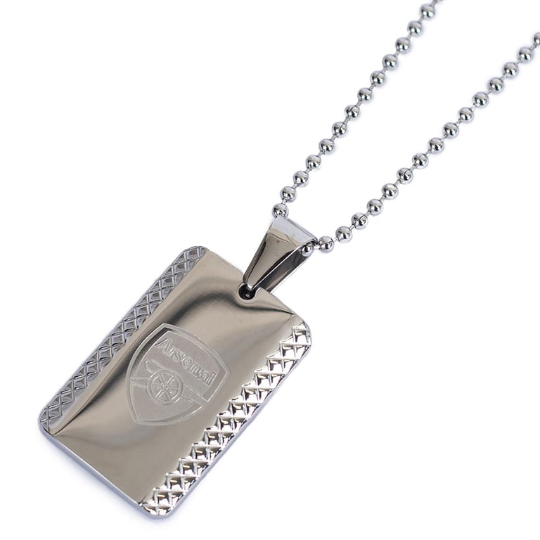 Arsenal FC Patterned Stainless Steel Dog Tag with Chrome Finish and Engraved Crest