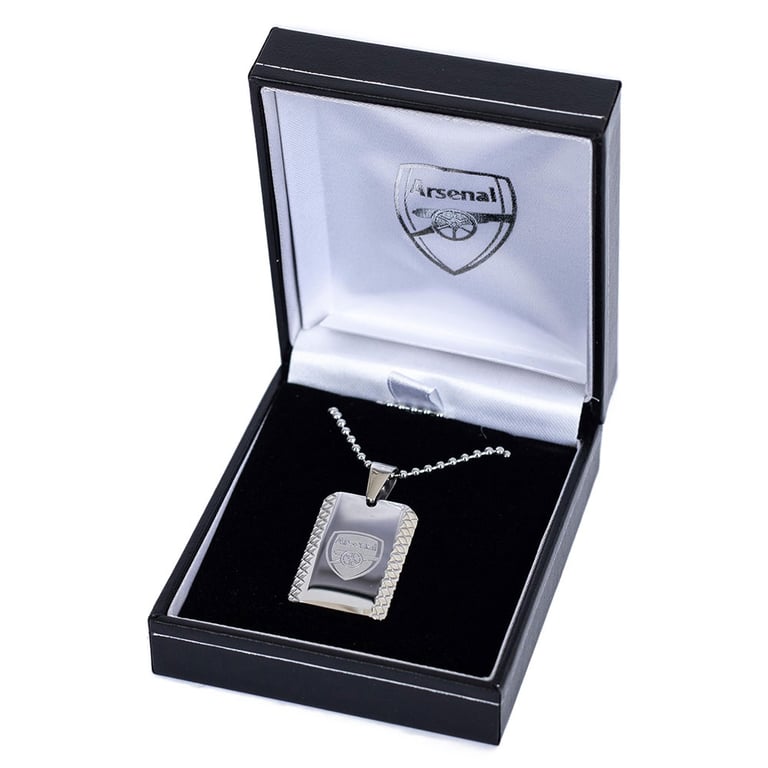 Arsenal FC Patterned Stainless Steel Dog Tag with Chrome Finish and Engraved Crest