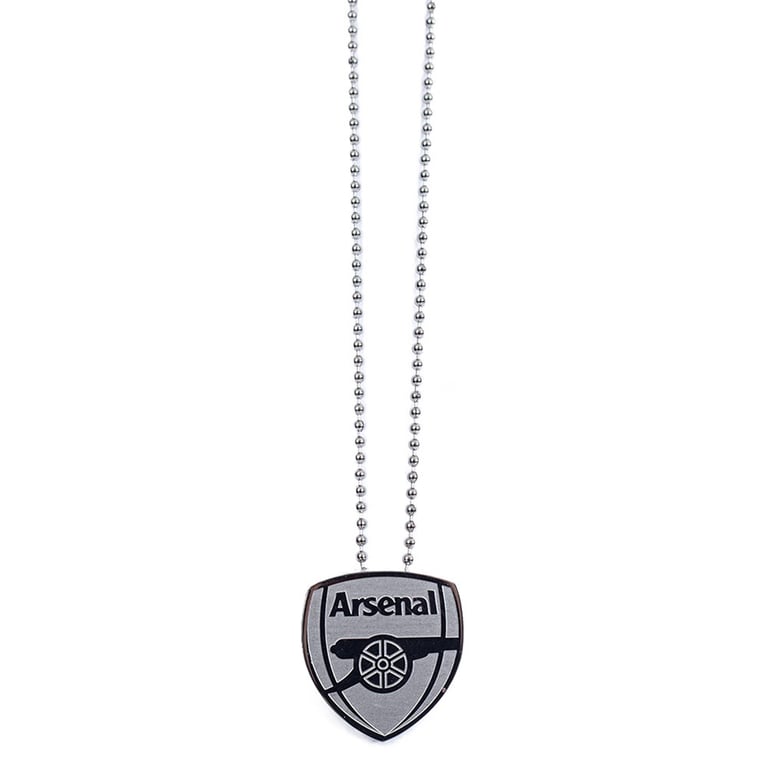 Arsenal FC Stainless Steel Large Pendant & Chrome Finish Ball Chain Necklace with Crest Engraving