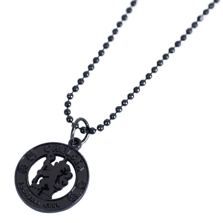 Chelsea FC Black Plated Pendant & Chain with Authentic Crest Design