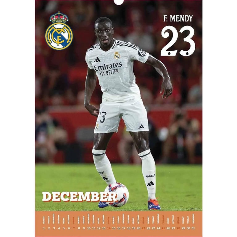 Real Madrid CF A3 Wall Calendar 2025 Featuring Mbappe, Vinicius Junior & More