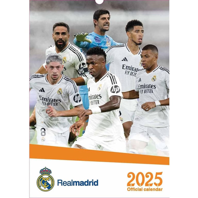 Real Madrid CF A3 Wall Calendar 2025 Featuring Mbappe, Vinicius Junior & More