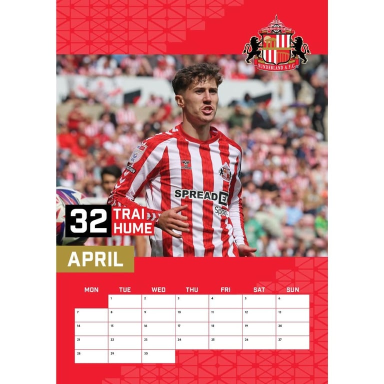 Sunderland AFC A3 Calendar 2025 - Official Football Club Wall Calendar Featuring Top Players