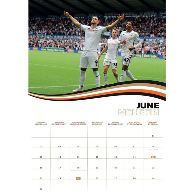 Swansea City AFC 2025 A3 Wall Calendar - Featuring Your Favourite Players