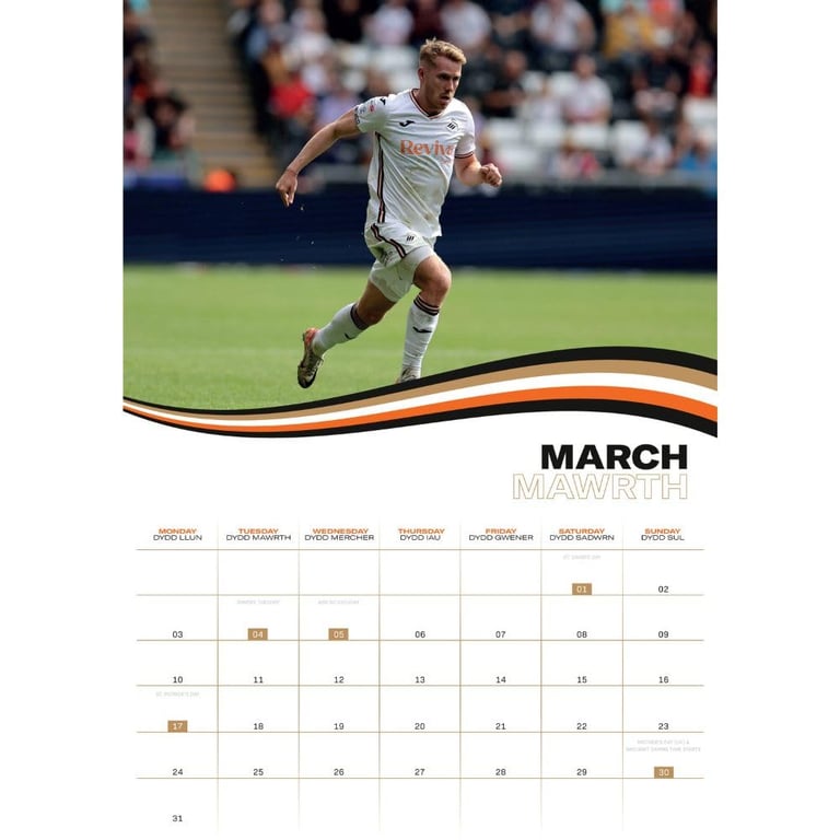 Swansea City AFC 2025 A3 Wall Calendar - Featuring Your Favourite Players