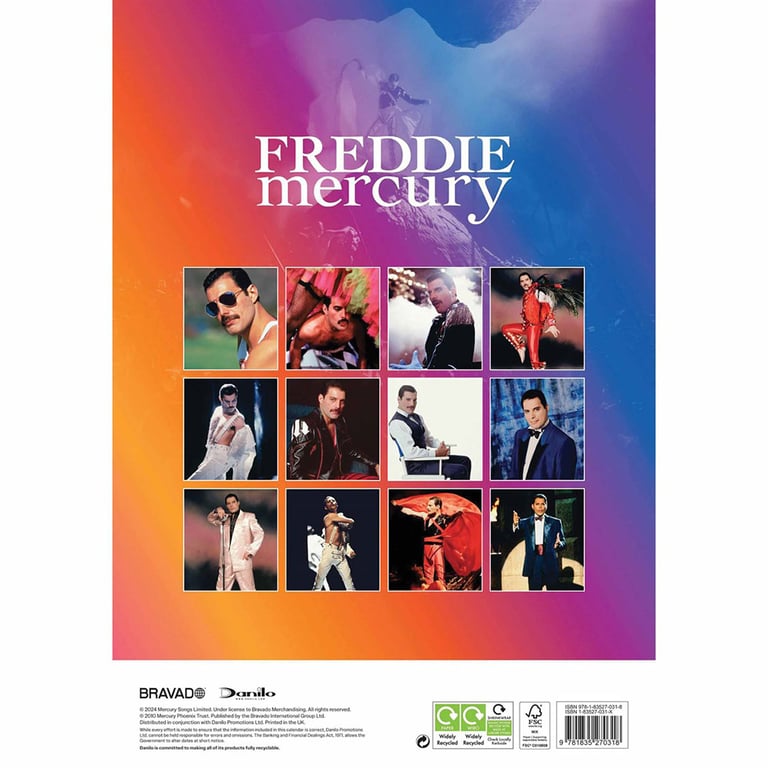Freddie Mercury A3 Calendar 2025 - Official Rock Legend Wall Calendar