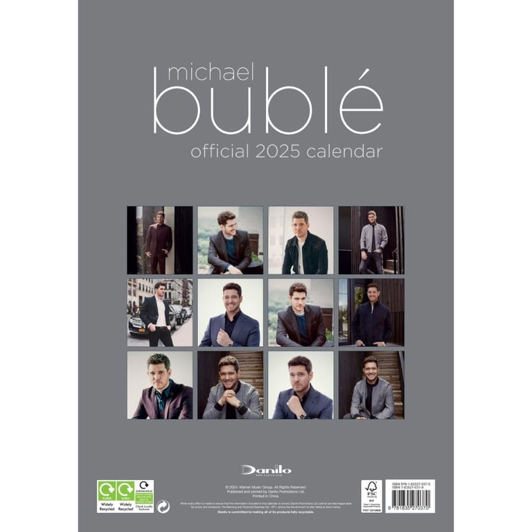 Michael Buble 2025 A3 Wall Calendar - Iconic Singer s Yearly Planner