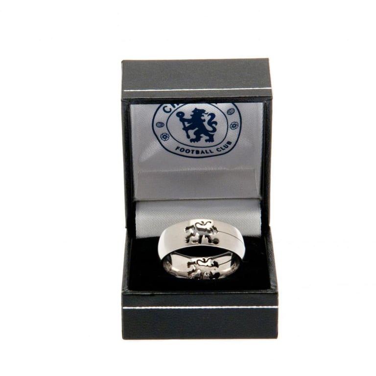 Chelsea FC Cut Out Stainless Steel Lion Ring - Brushed Satin Finish
