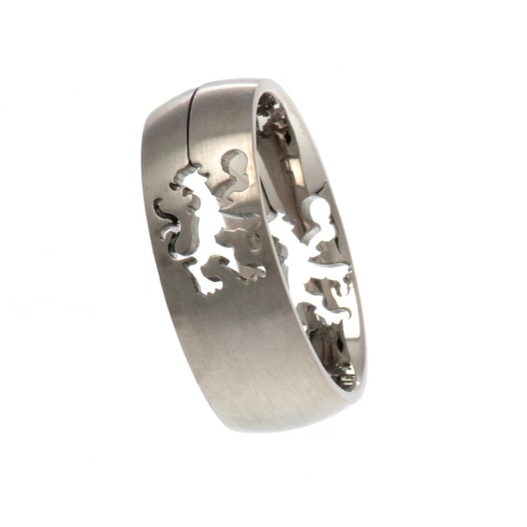 Chelsea FC Cut Out Stainless Steel Lion Ring - Brushed Satin Finish