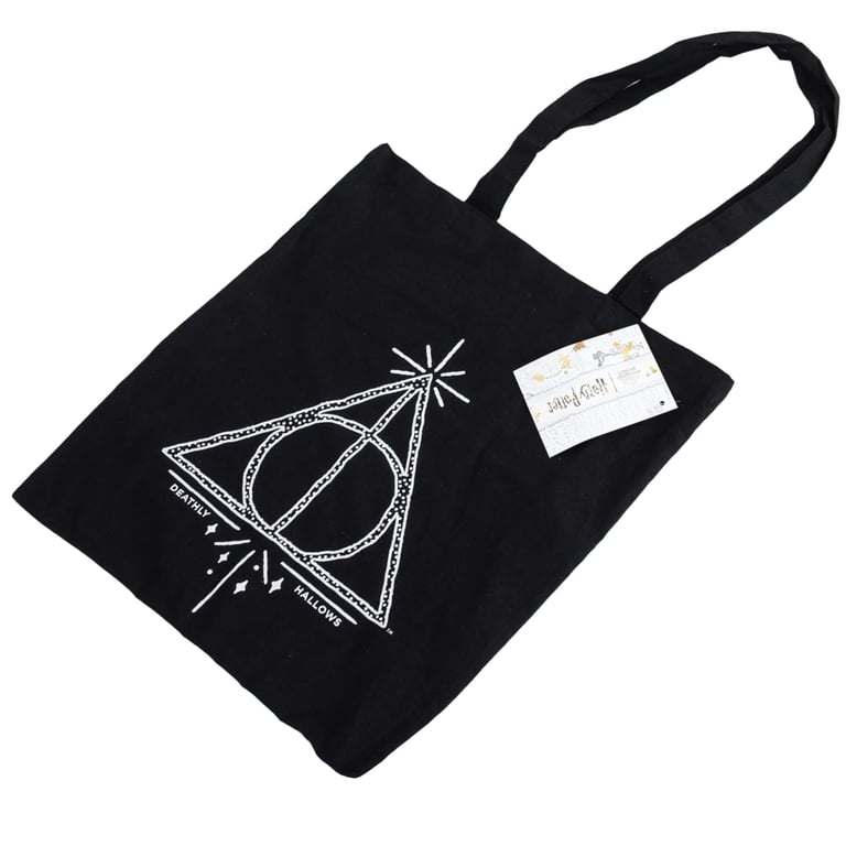 Harry Potter Deathly Hallows 100 Cotton Canvas Black Tote Bag