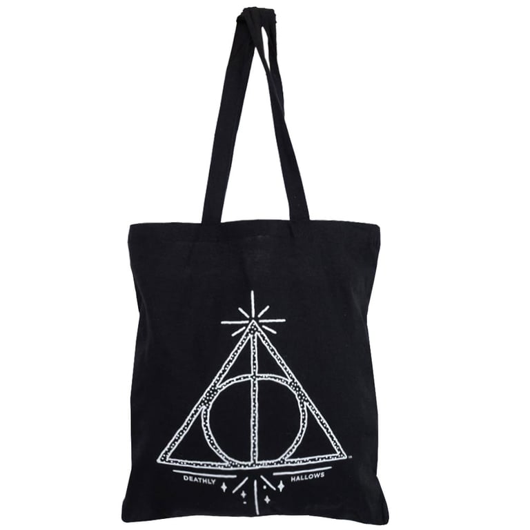 Harry Potter Deathly Hallows 100 Cotton Canvas Black Tote Bag