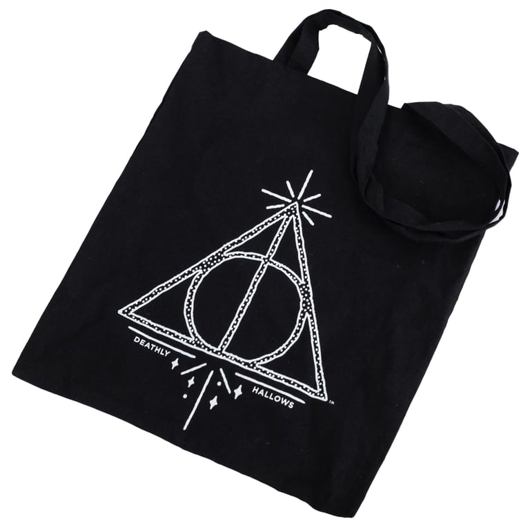 Harry Potter Deathly Hallows 100 Cotton Canvas Black Tote Bag