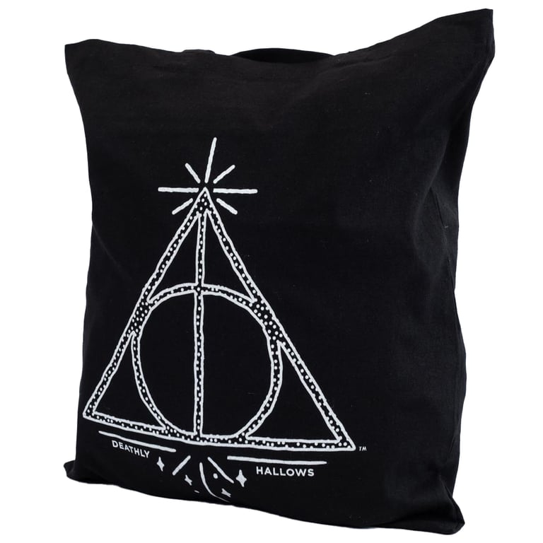 Harry Potter Deathly Hallows 100 Cotton Canvas Black Tote Bag