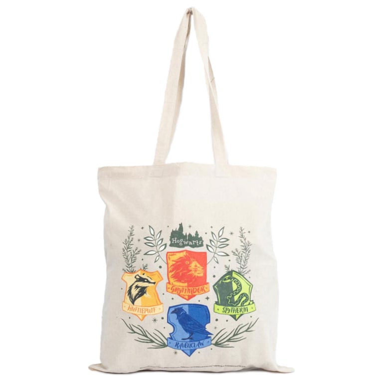 Harry Potter Herbology Cotton Canvas Tote Bag - Official Hogwarts Crests