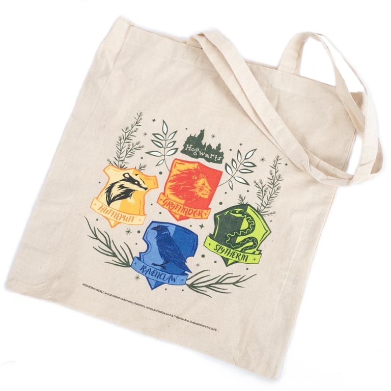 Harry Potter Herbology Cotton Canvas Tote Bag - Official Hogwarts Crests