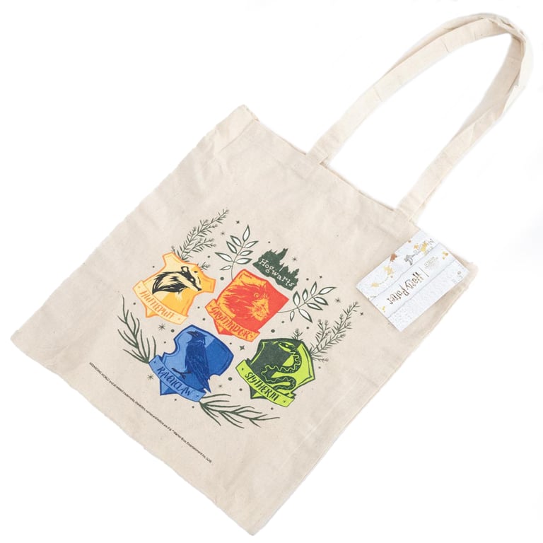 Harry Potter Herbology Cotton Canvas Tote Bag - Official Hogwarts Crests