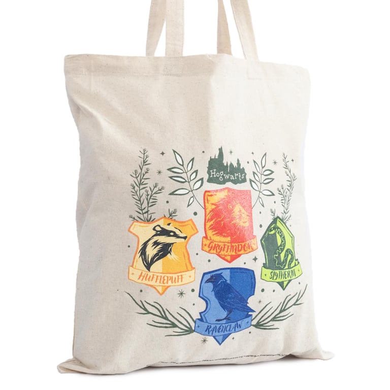 Harry Potter Herbology Cotton Canvas Tote Bag - Official Hogwarts Crests