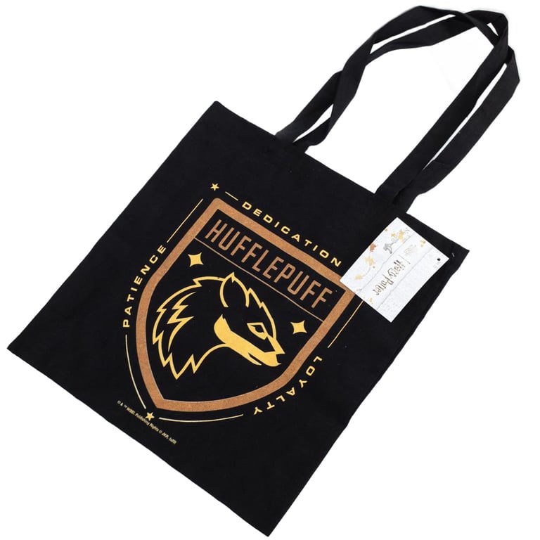 Harry Potter Hufflepuff 100 Cotton Canvas Tote Bag - Official House Crest Design